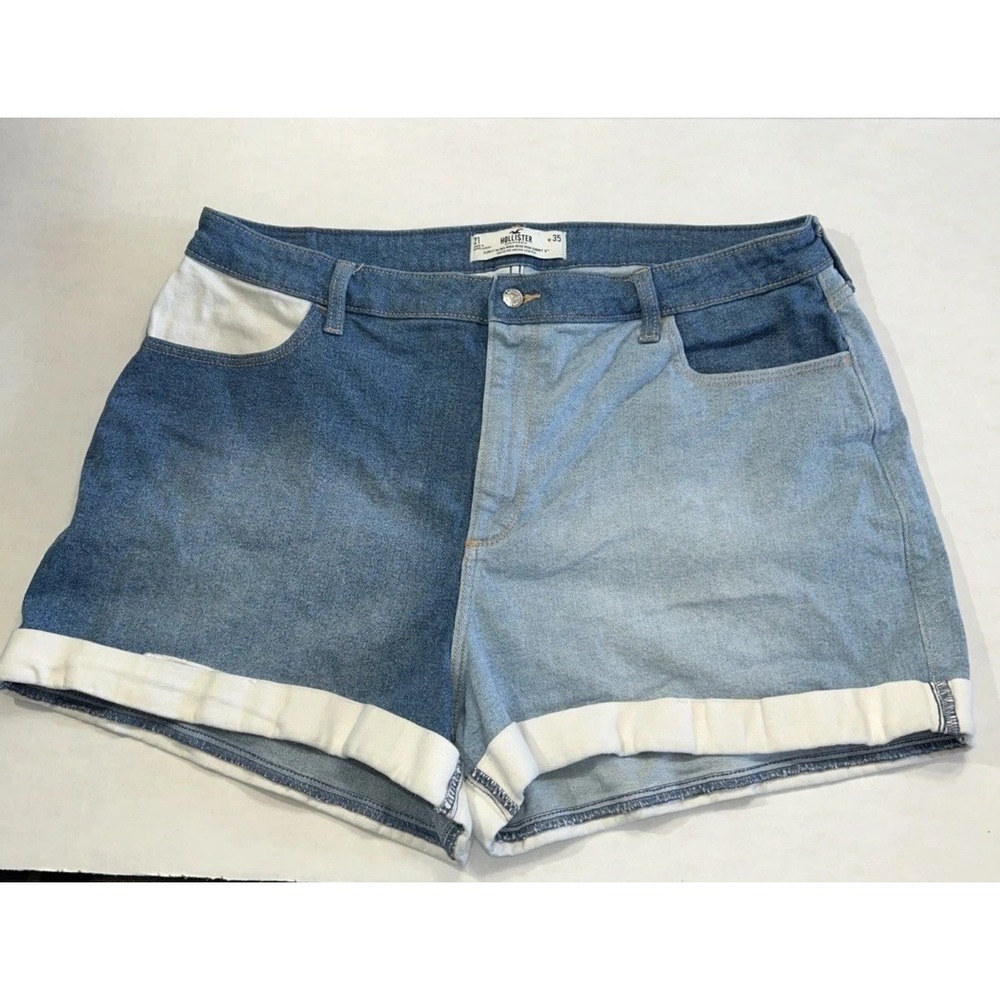 Hollister Curvy Ultra High Rise Mom Denim Jean Shorts 3" Two Toned Plus Sz 22‎